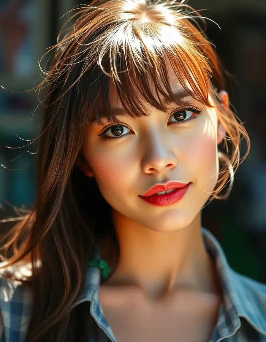 Jolie jeune femme coiffée avec une frange.