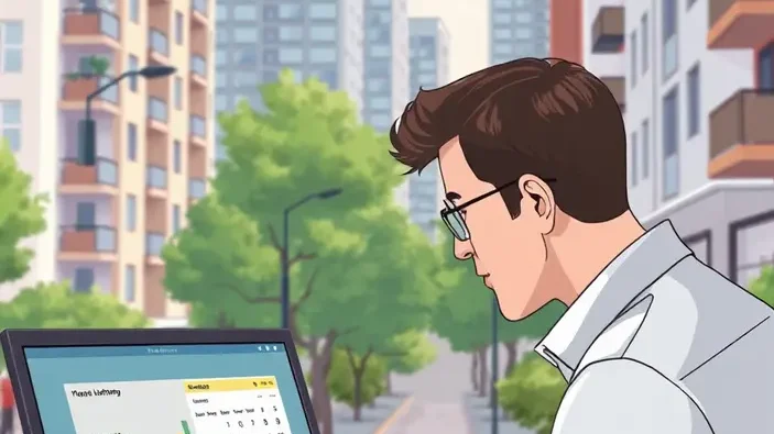 Jeune homme surveillant le calendrier d'attribution des logements de la plateforme Al'In sur son ordinateur