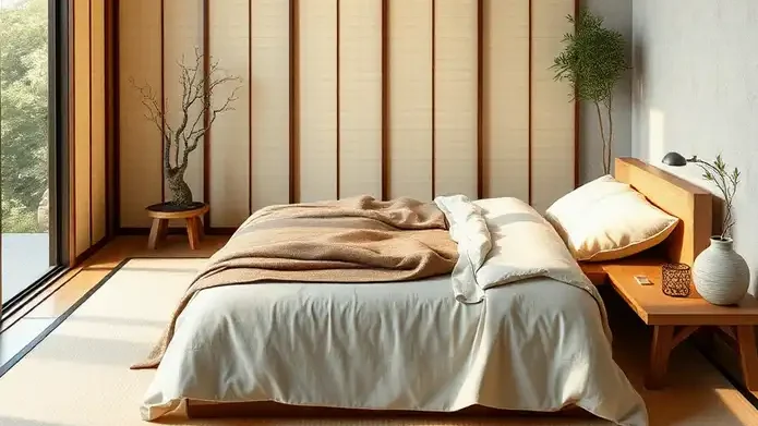 lit centré selon les principes du Feng Shui