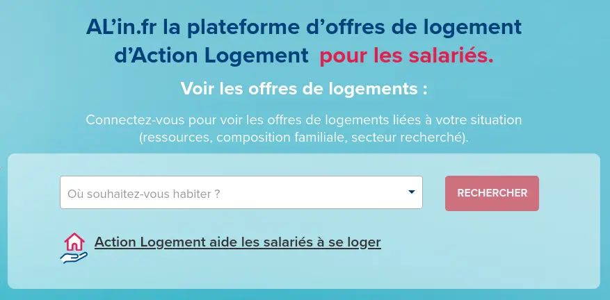 Formulaire d'inscription sur la plateforme Al'In d'Action Logement