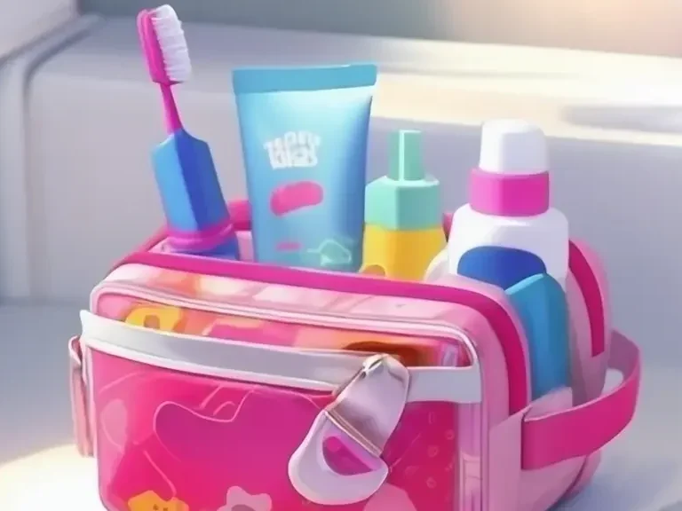 Trousse de toilette pour enfant de couleur rose