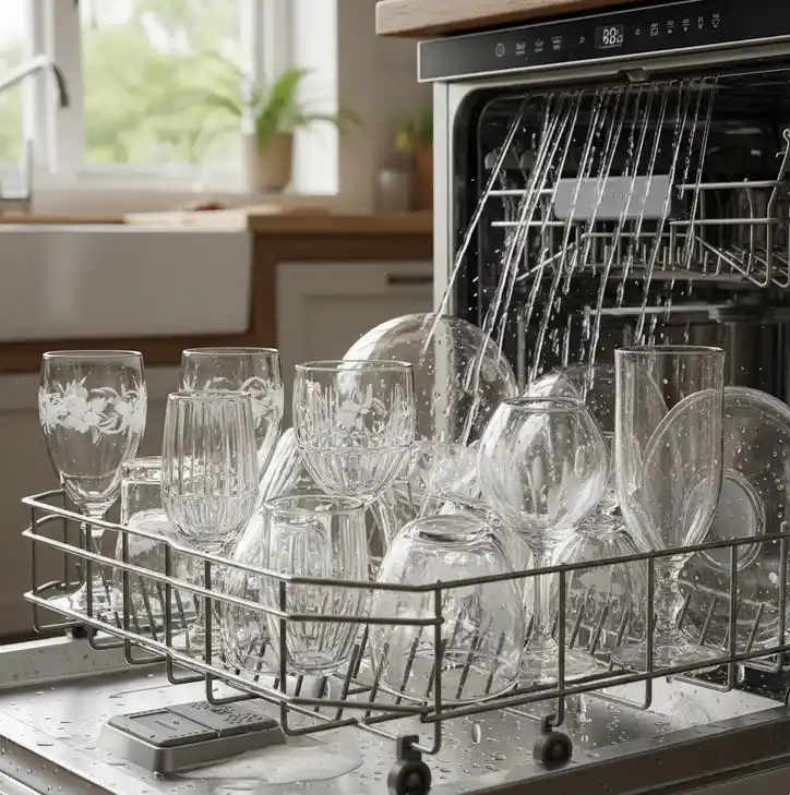 vieux verres dans un lave vaisselle