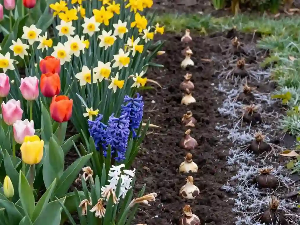 Cycle naturel des bulbes de printemps : floraison, dormance estivale et plantation à l’automne pour tulipes, jonquilles, narcisses et jacinthes